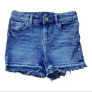 Gap Denim Girl's Size 7 Stretch Midi Shorts Denim Distressed Light blue raw hem